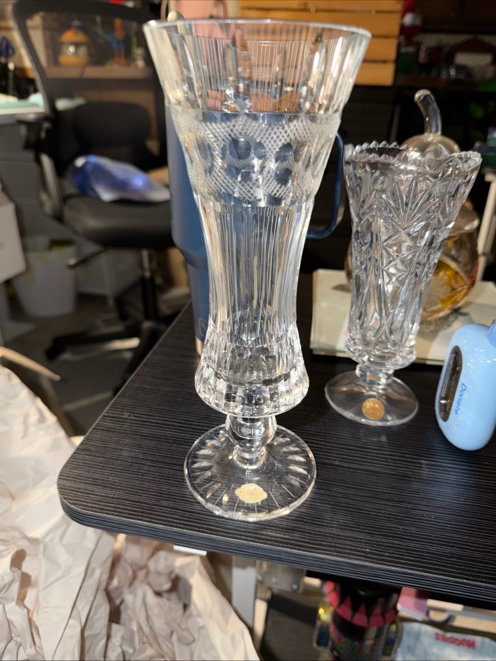Clear Crystal Decorative Vase - Elegant Fluted Design